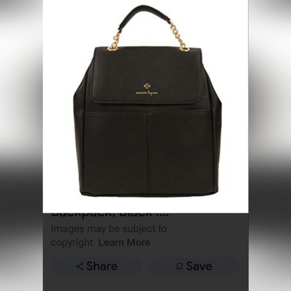 Nanette Lepore Black Leather Texture Convertabile Bag Or Backpack with Gold Logo main image 9